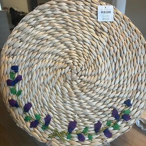 Anthropologie seagrass embroidered woven placemats NWT
